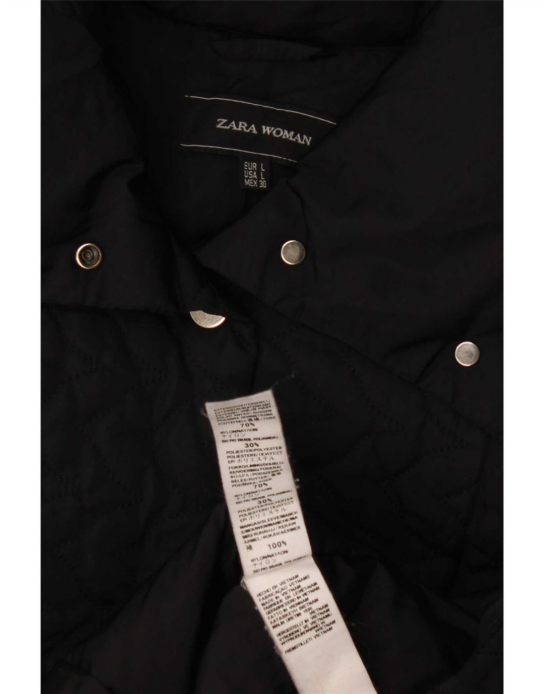 Женская стеганая куртка Zara UK 16, большой черный полиэстер