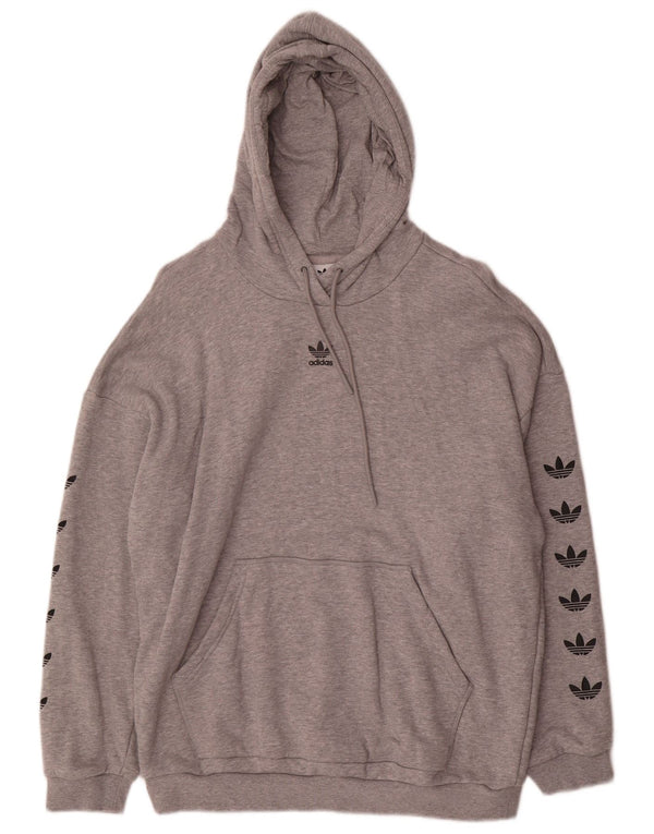 Женский джемпер с капюшоном Adidas Oversized с рисунком UK 14, средний серый в крапинку