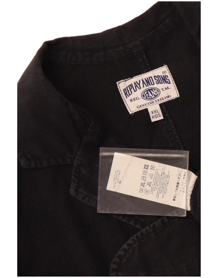 Пиджак на трех пуговицах для мальчиков Replay and Sons, 15–16 лет, размер 2XL, черный льняной цвет