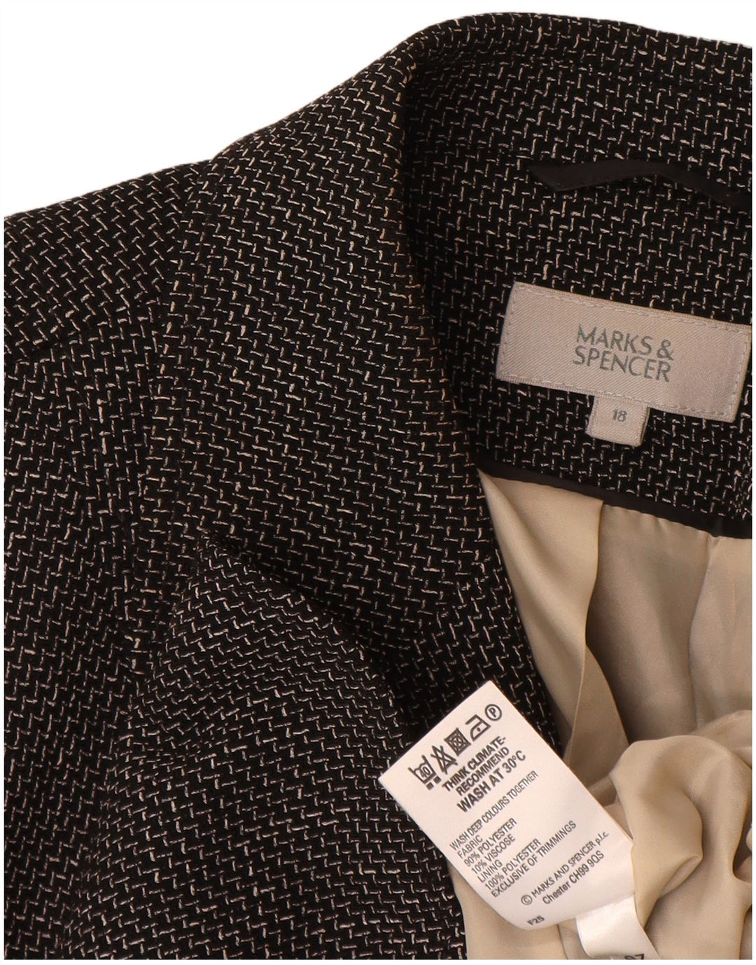 Женский пиджак на 5 пуговицах Marks & Spencer UK 18 XL, черный с шевроном