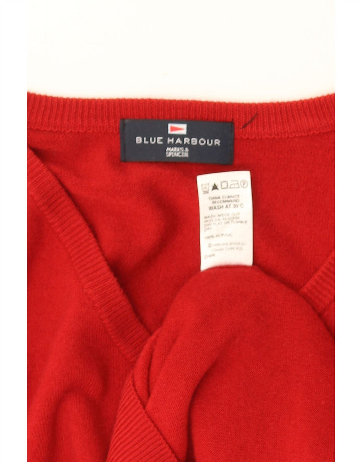Мужской джемпер с v-образным вырезом MARKS & SPENCER Blue Harbour, маленький красный акрил