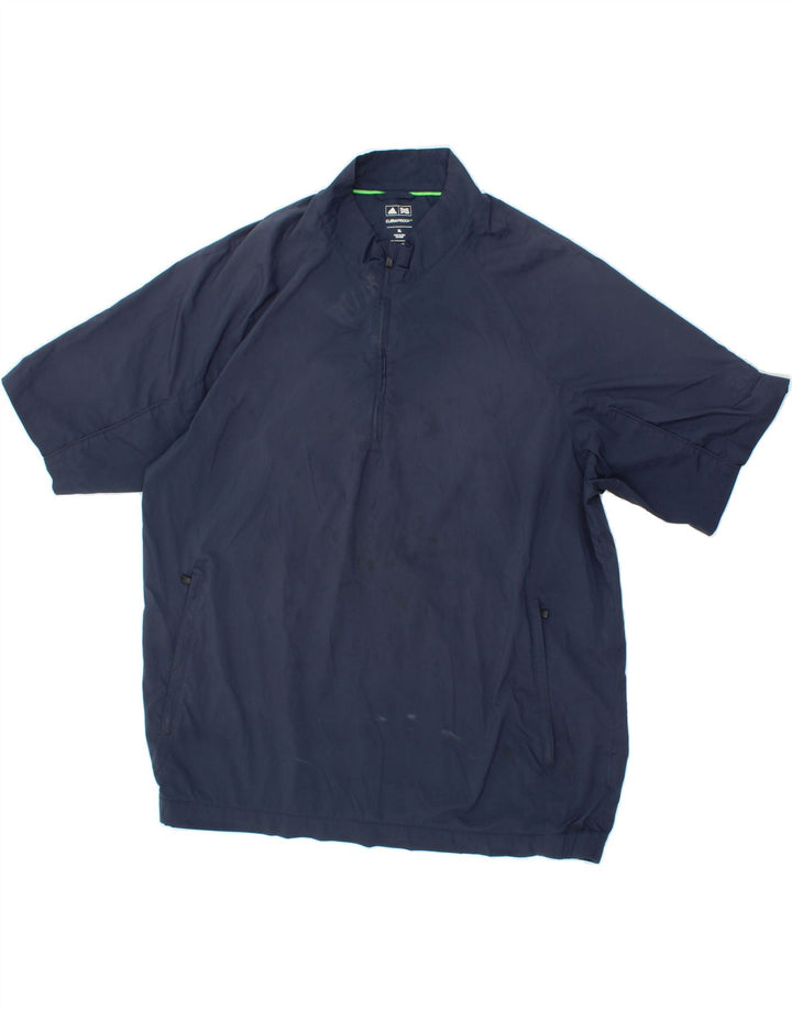 ADIDAS Mens Clima Proof Short Sleeve Pullover Tracksuit Top XL Navy Blue Vintage Adidas and Second-Hand Adidas from Messina Hembry 
