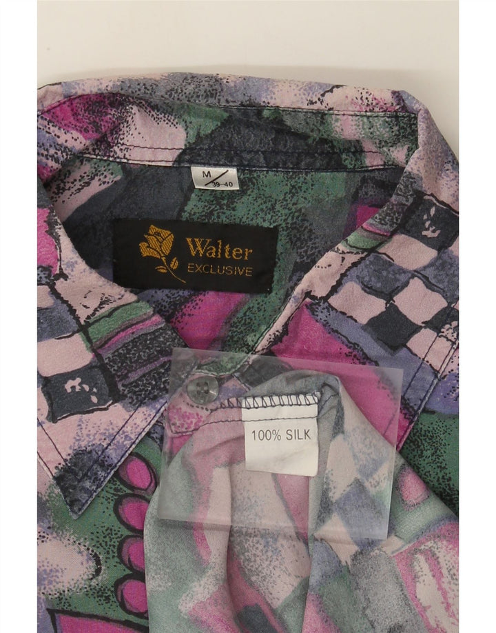 Винтажная мужская рубашка с абстрактным узором, размер 39/40, средняя, разноцветная