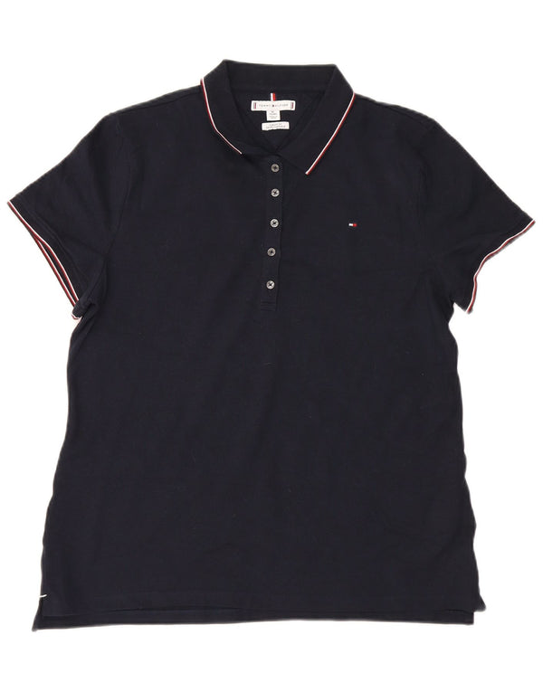 Женская рубашка-поло классического кроя Tommy Hilfiger UK 18 XL Темно-синяя полоска