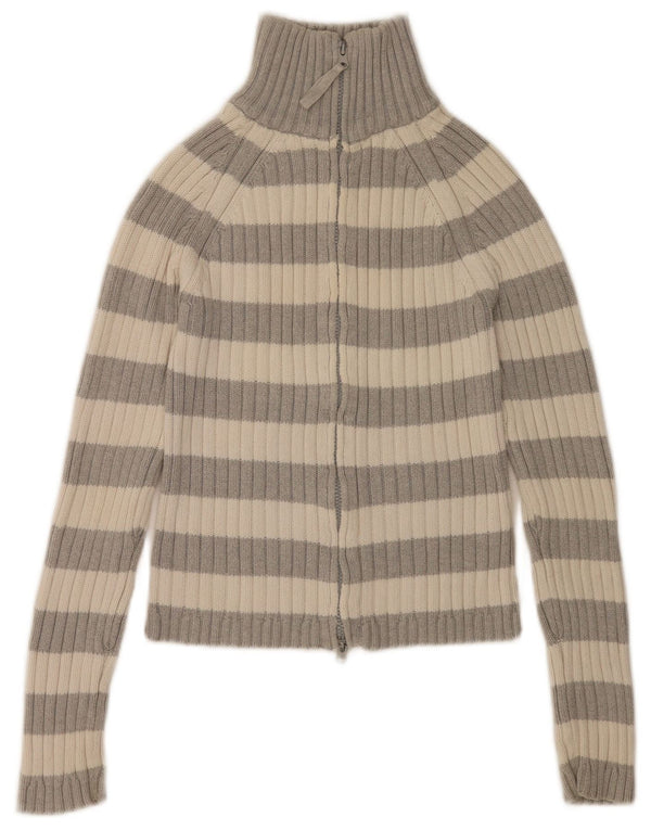 Женский укороченный кардиган Zara UK 14, хлопок в большую серую полоску