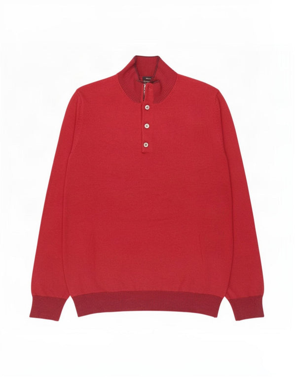 Мужской джемпер с воротником на пуговицах Massimo Dutti XL, бордовый хлопок, хлопок