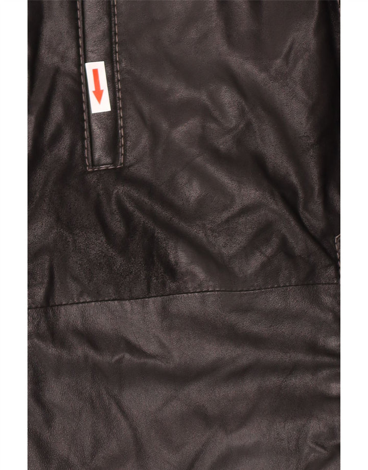 Винтажное мужское кожаное пальто IT 58 4XL Черное кожаное