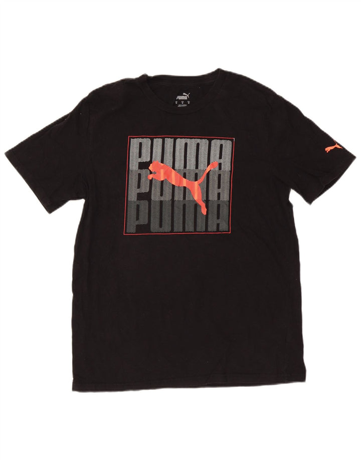 Мужская футболка с рисунком PUMA, черный хлопок, средний размер