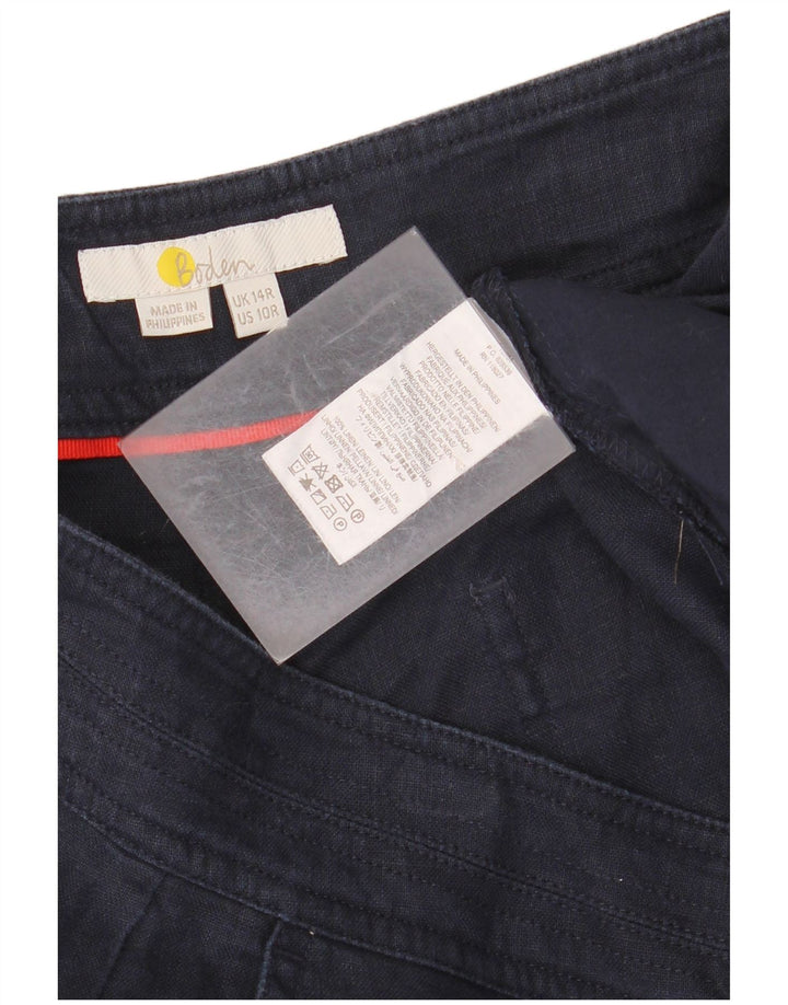 Женские укороченные широкие брюки BODEN UK 14, большие W34 L25, темно-синий лен