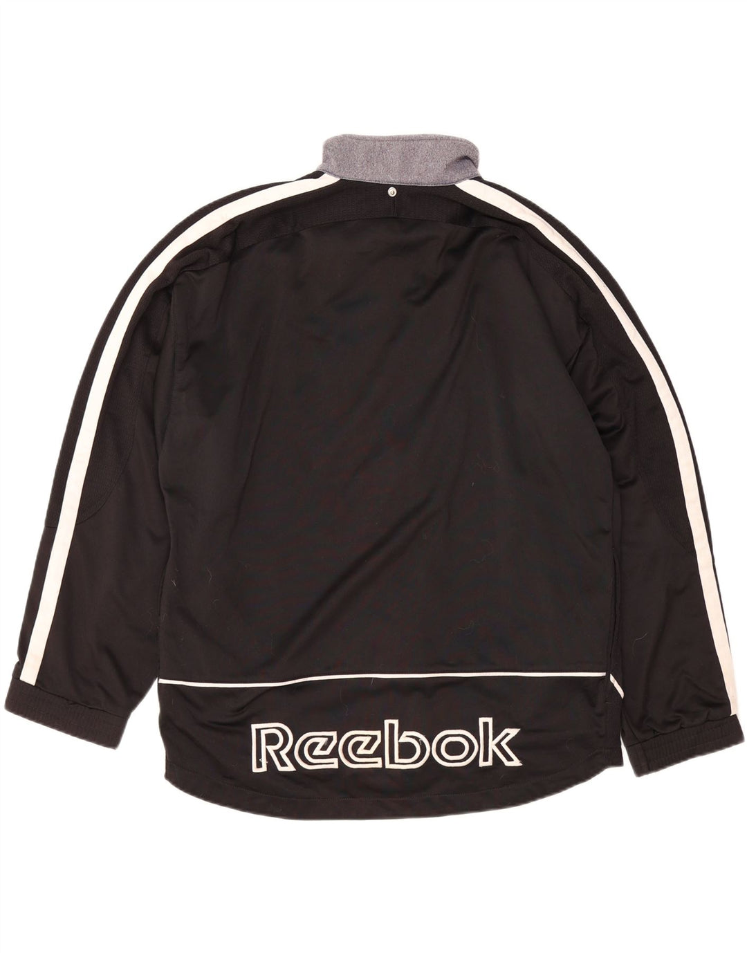 REEBOK Mens Loose Fit Graphic Tracksuit Top Jacket Small Grey Colourblock Vintage Reebok and Second-Hand Reebok from Messina Hembry 
