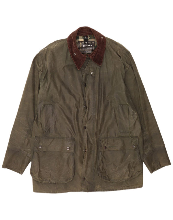 Мужская куртка Barbour свободного кроя из вощеного хлопка с каймой, цвет ЕС 48, средний зеленый хлопок