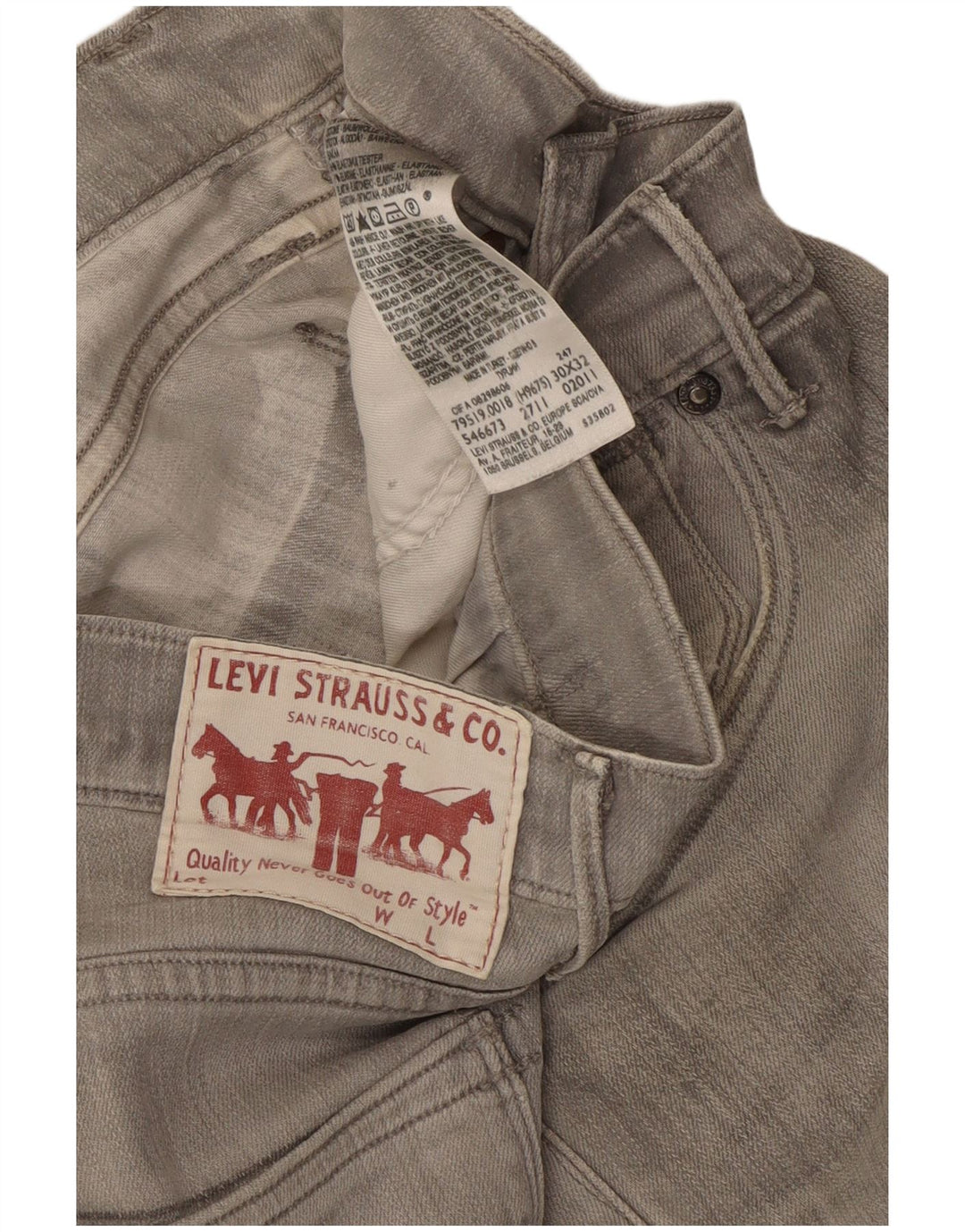 Женские узкие джинсы Levi's 519 W30 L32 Серые хлопковые