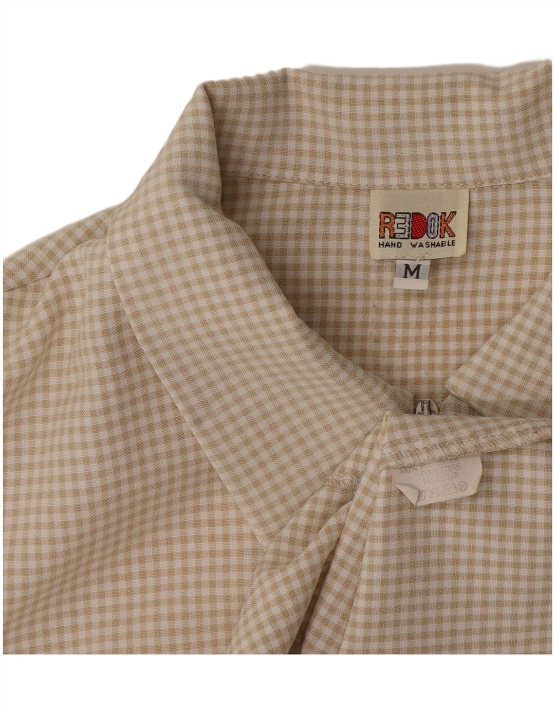 Женская блузка-рубашка без рукавов Redok UK 12, средний бежевый полиэстер в мелкую клетку