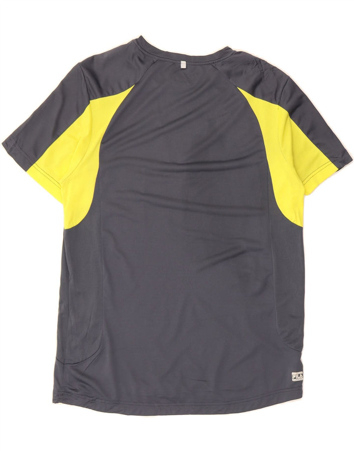 FILA Mens T-Shirt Top Medium Navy Blue Colourblock Polyester Vintage Fila and Second-Hand Fila from Messina Hembry 