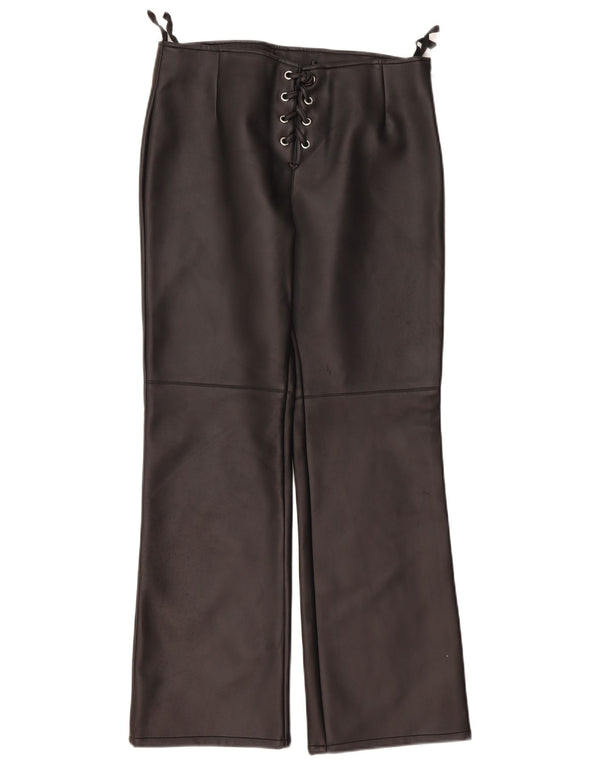 Винтажные женские брюки из искусственной кожи Bootcut UK 16, большие W32 L31, черные