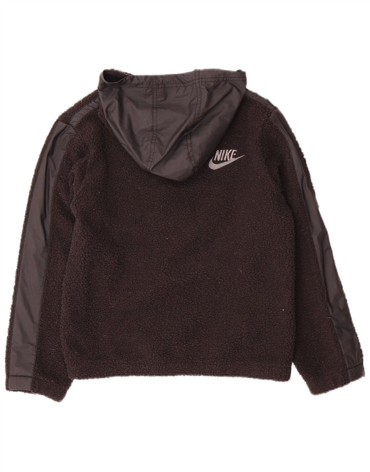 Флисовый джемпер с рисунком на молнии для мальчиков Nike, 10–11 лет, средний черный, полиэстер