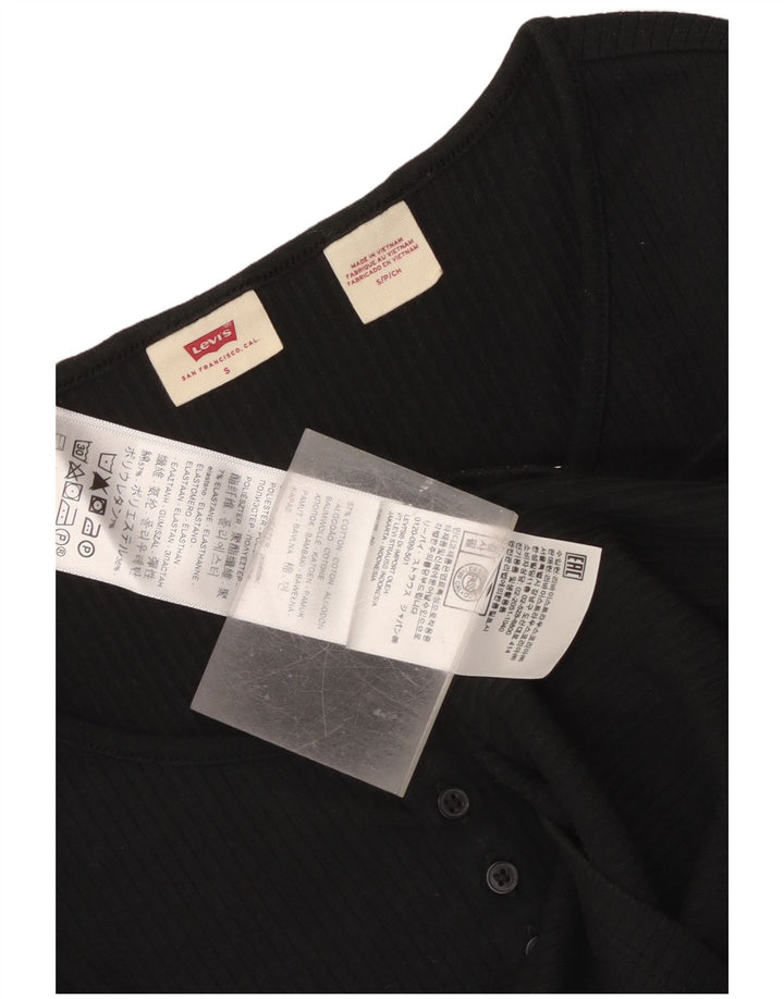 Женский укороченный топ Levi's с длинным рукавом UK 10, маленький черный хлопок