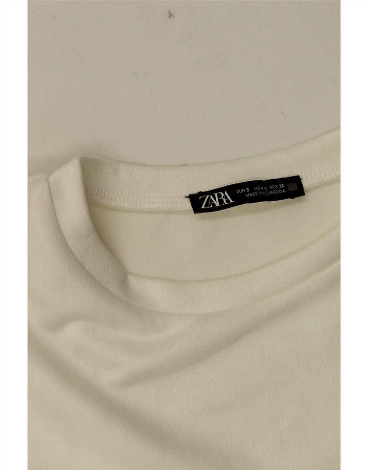 Женское платье прямого кроя ZARA UK 10, маленькое белое с цветочным принтом