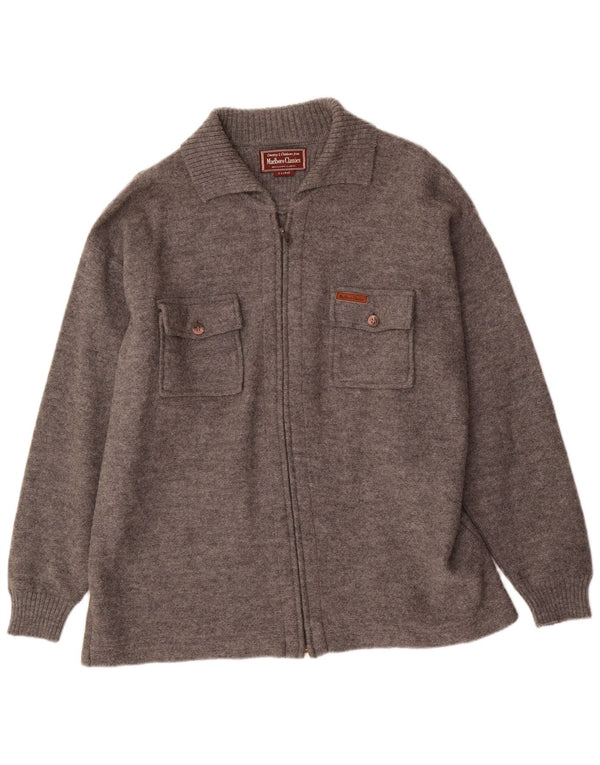 Marlboro Classics Mens Cardigan Sweater XL Grey Wool