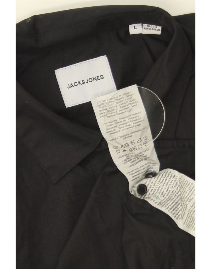 Мужская рубашка Jack & Jones, большая черная хлопковая
