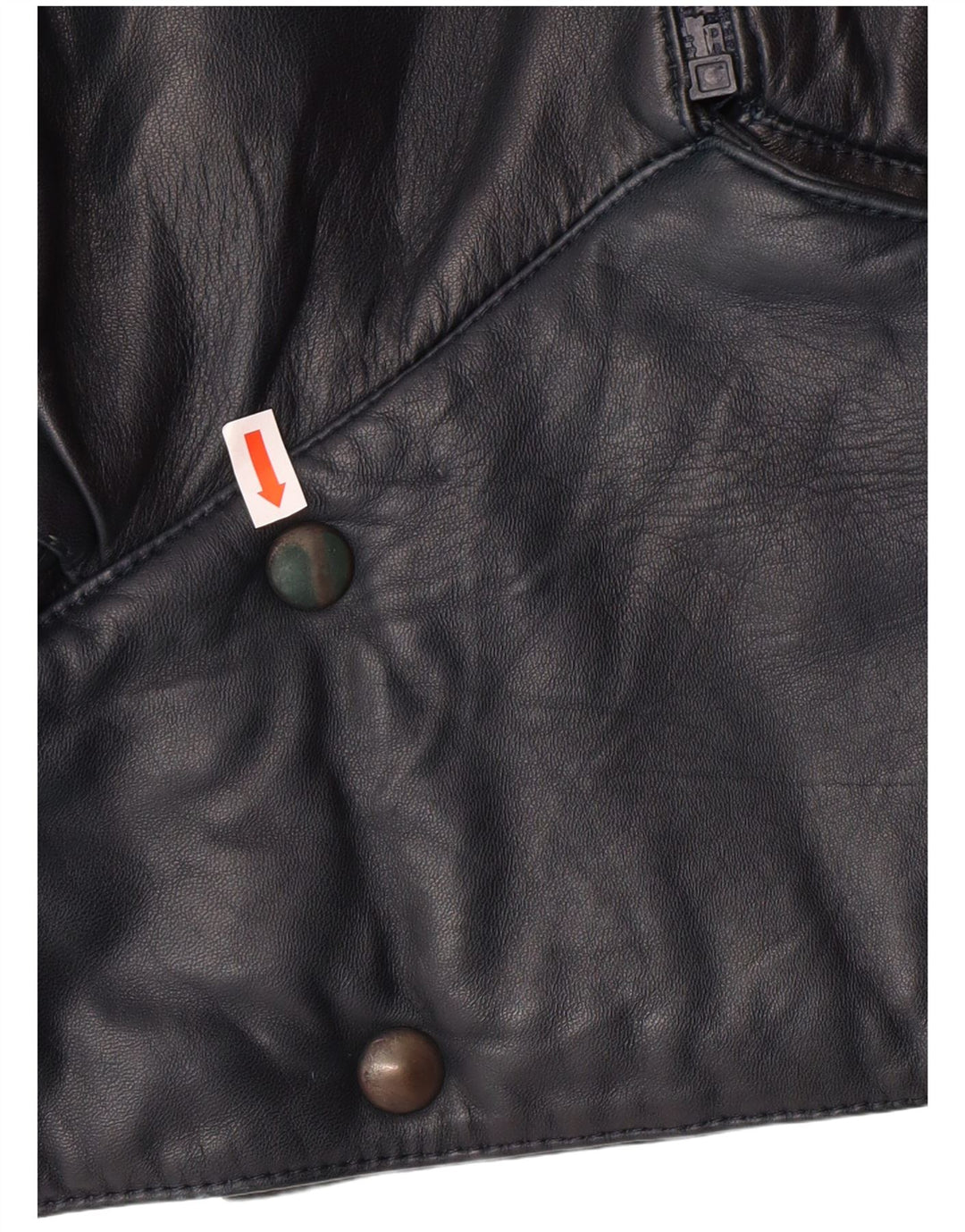 ВИНТАЖНАЯ женская укороченная кожаная куртка UK 6 XS Темно-синяя