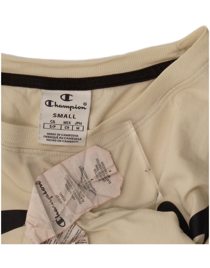 Женская укороченная футболка оверсайз с рисунком CHAMPION UK 10, маленький бежевый цвет
