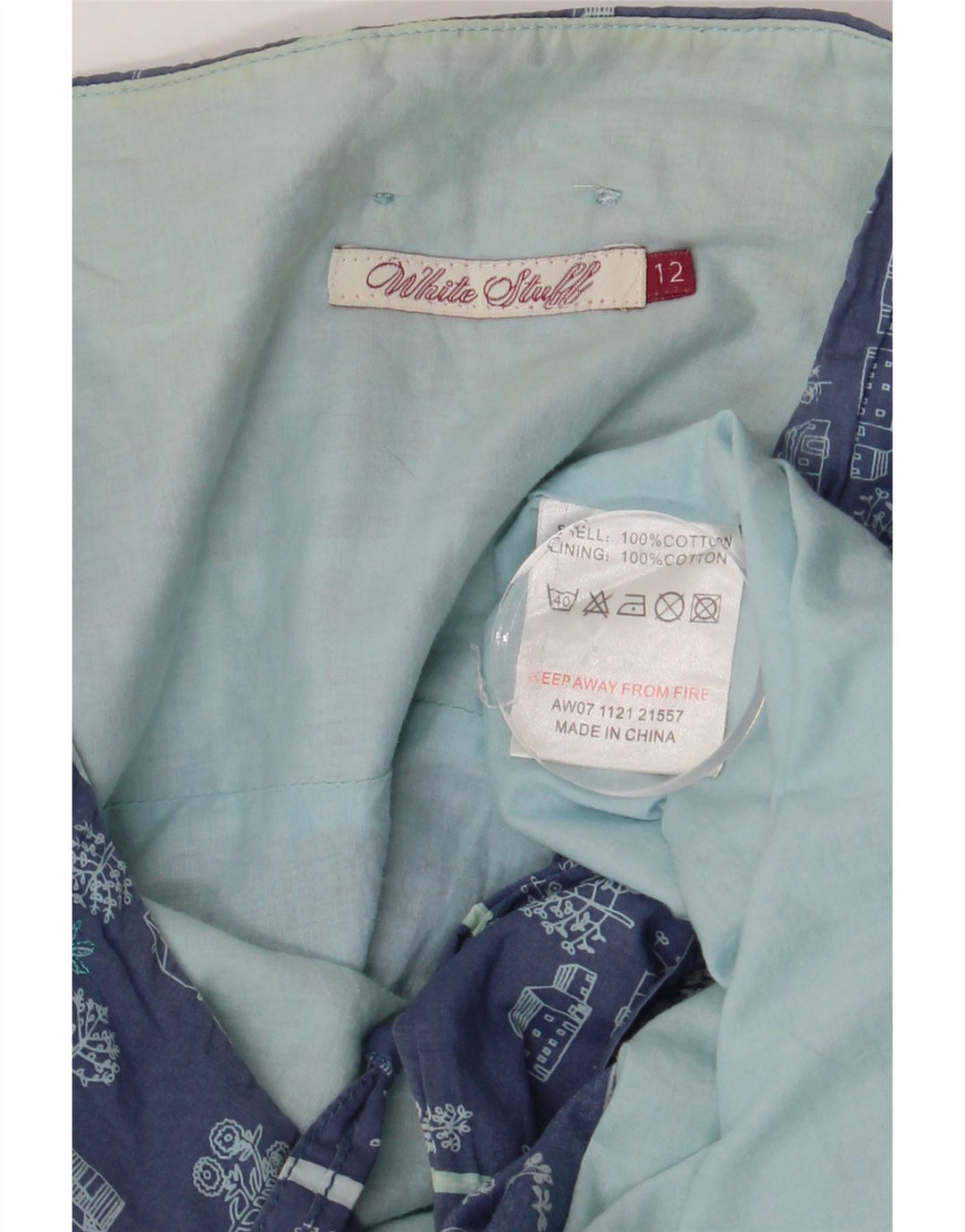 Женская юбка-трапеция с рисунком White Stuff UK 12, средний W30, синий хлопок