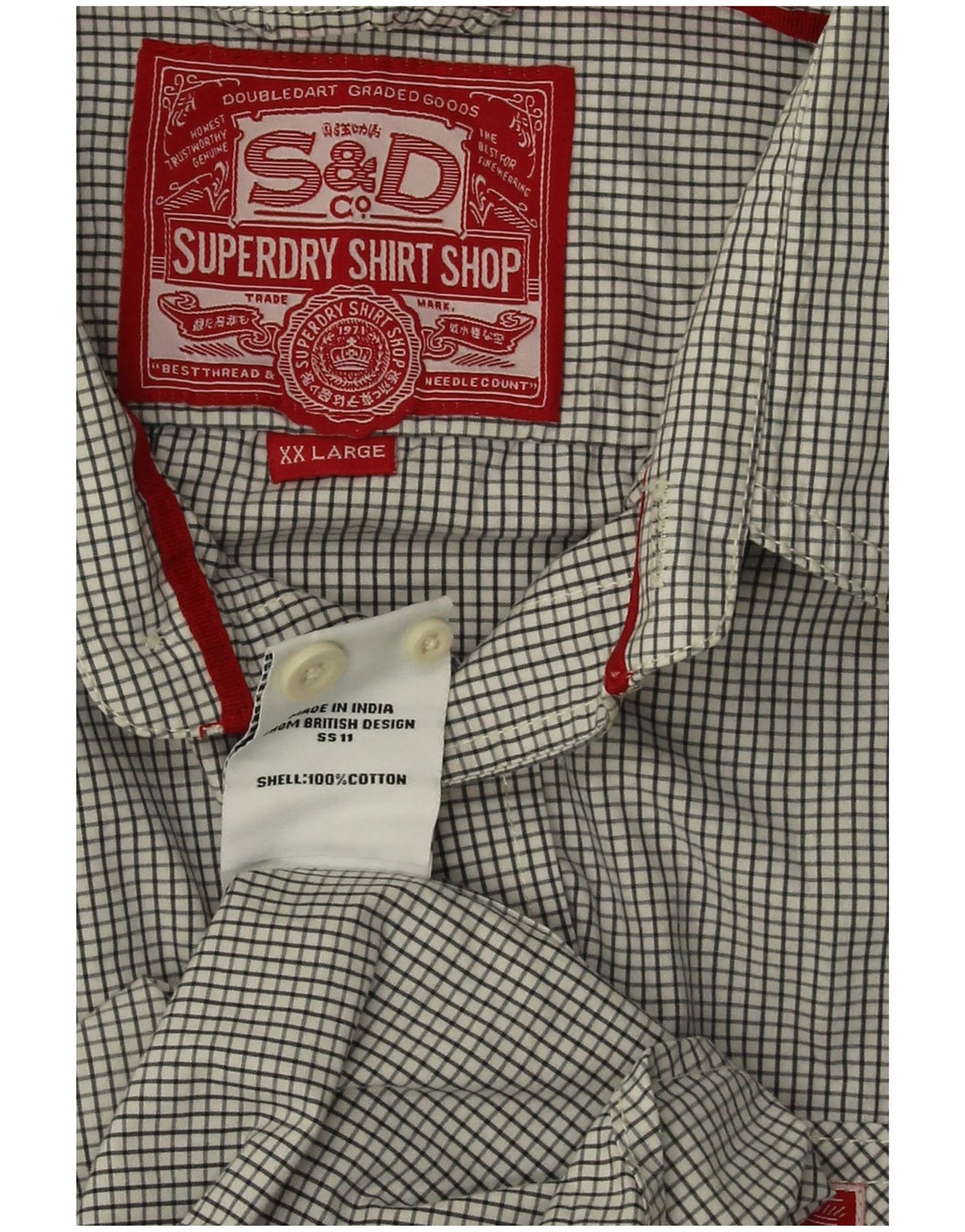 Мужская рубашка Superdry 2XL, серая клетка, хлопок