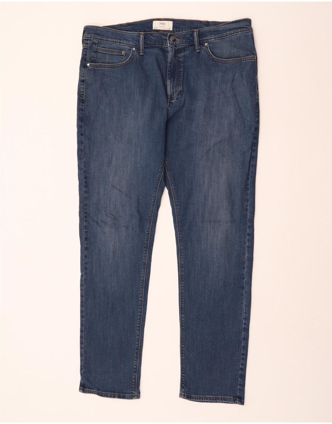 Мужские узкие джинсы Marks & Spencer W38 L33 синие, хлопок