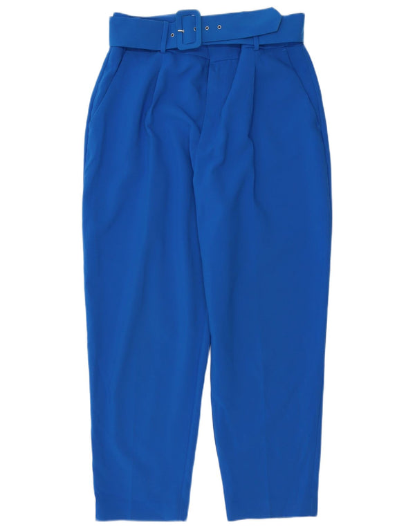 Женские повседневные зауженные брюки с высокой талией Zara XL W32 L27, синий полиэстер