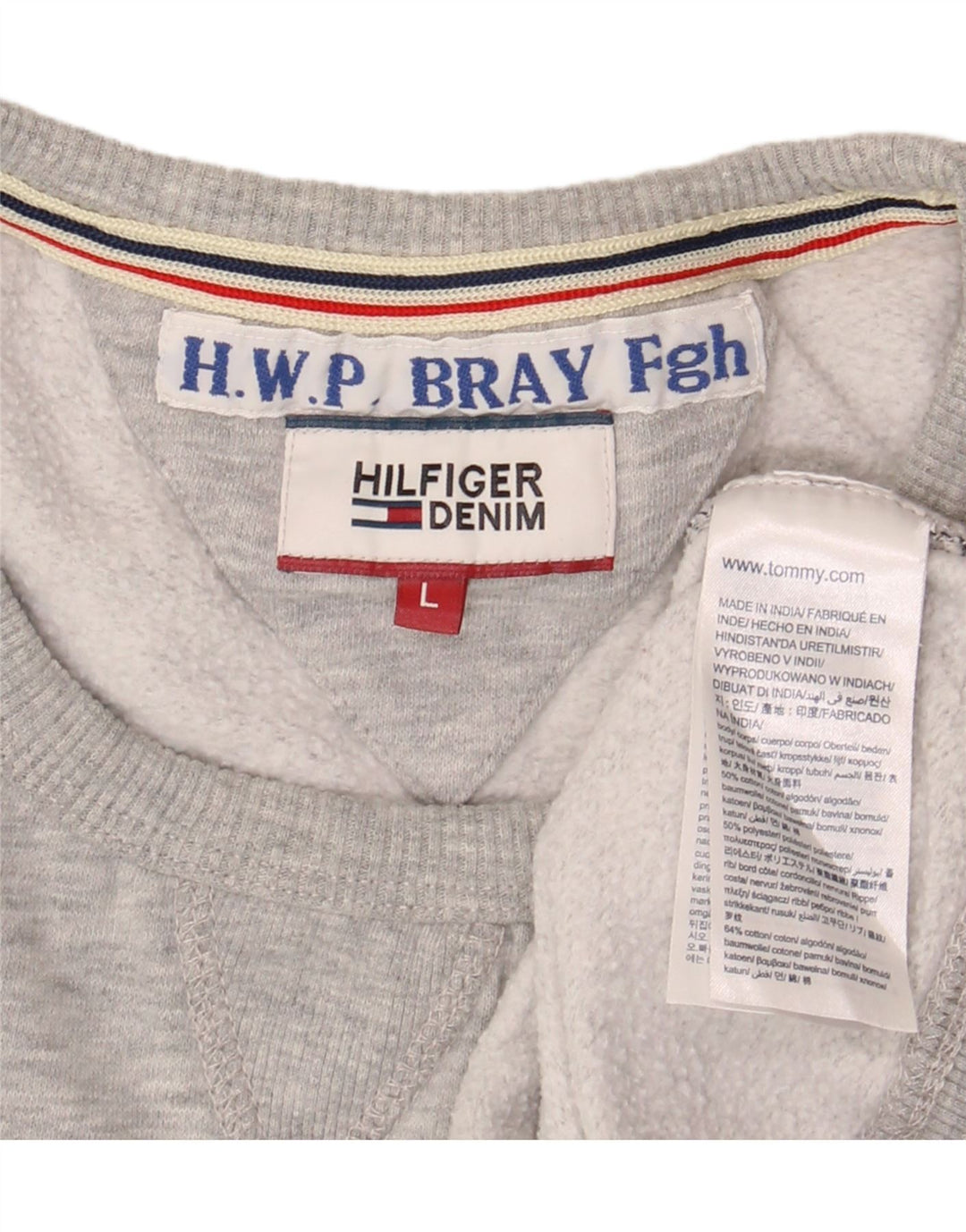 Мужской свитшот с рисунком Tommy Hilfiger, большой серый хлопковый джемпер