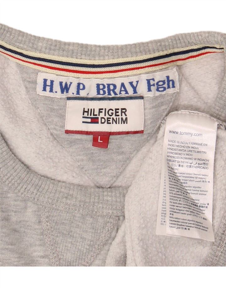 Мужской свитшот с рисунком Tommy Hilfiger, большой серый хлопковый джемпер