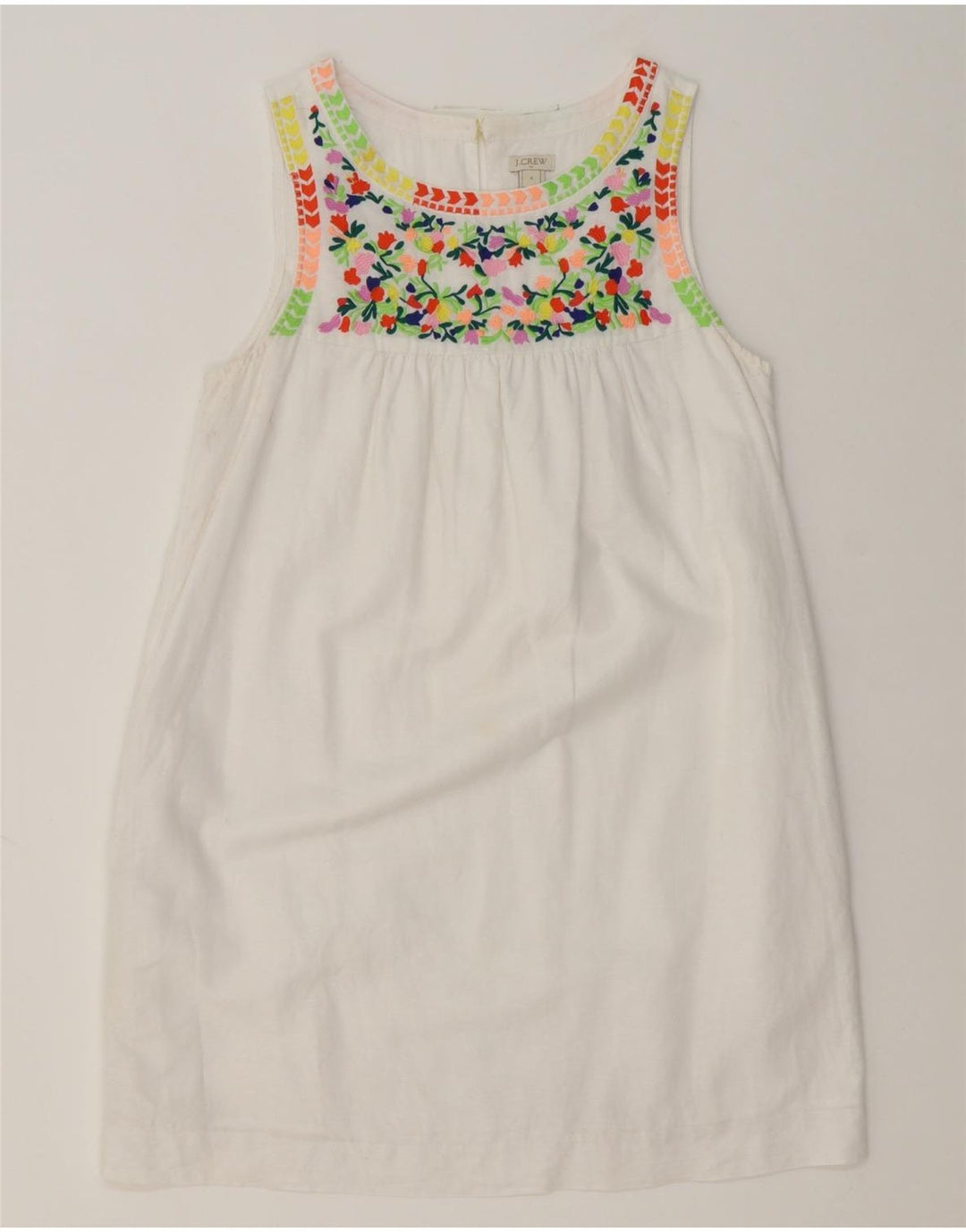 J. CREW Womens Sleeveless Basic Dress US 4 Small White Floral Vintage J. Crew and Second-Hand J. Crew from Messina Hembry 