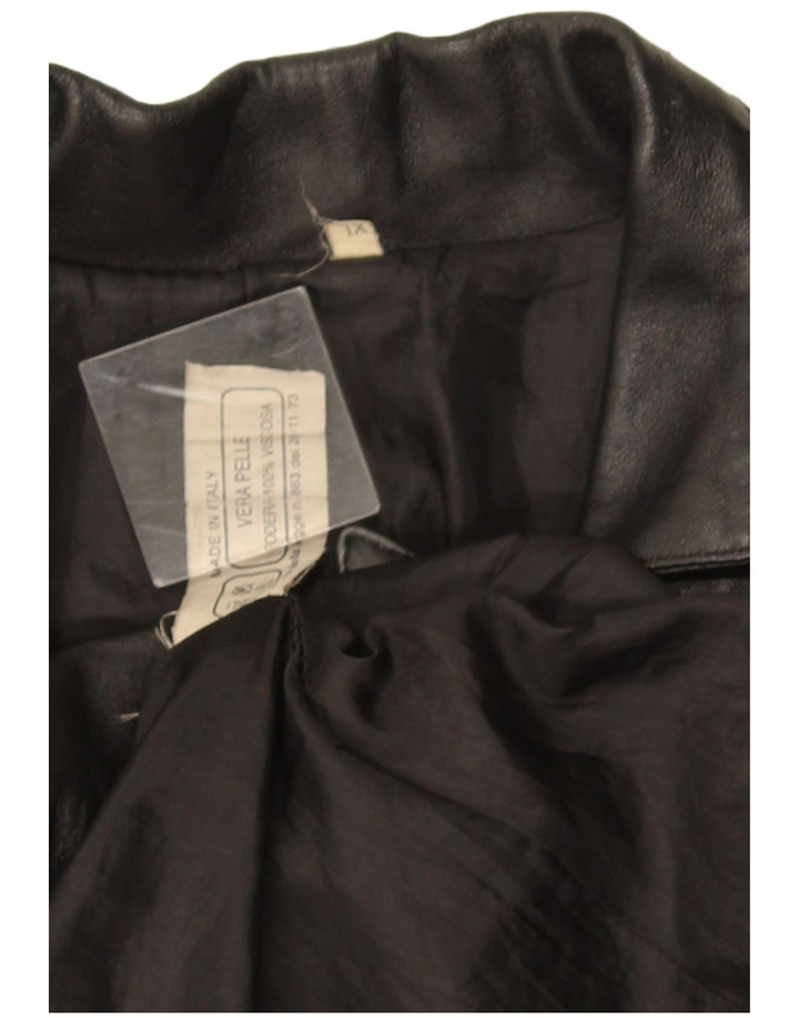 Винтажное женское кожаное пальто UK 18 XL, черное кожаное