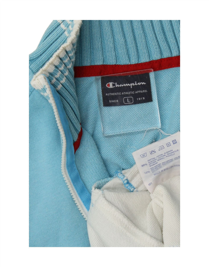 CHAMPION Womens Crop Tracksuit Top Jacket UK 14 Large Blue Colourblock Vintage Champion and Second-Hand Champion from Messina Hembry 