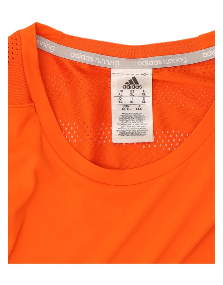ADIDAS Mens Running T-Shirt Top XL Orange Polyester Vintage Adidas and Second-Hand Adidas from Messina Hembry 