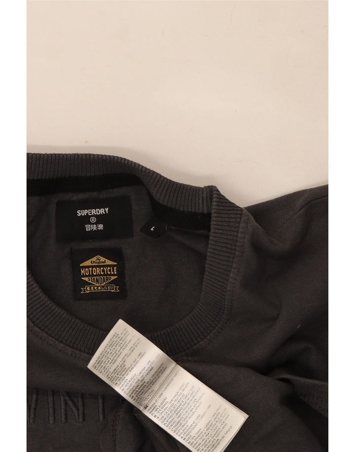 Superdry Мужская стандартная футболка с рисунком, большой серый хлопок