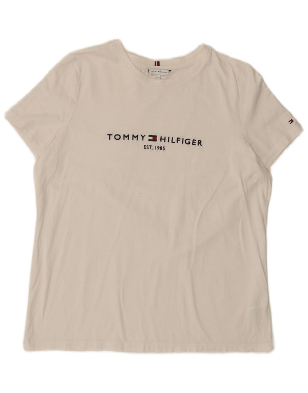 Женская футболка с рисунком Tommy Hilfiger Top UK 20 2XL, белый хлопок