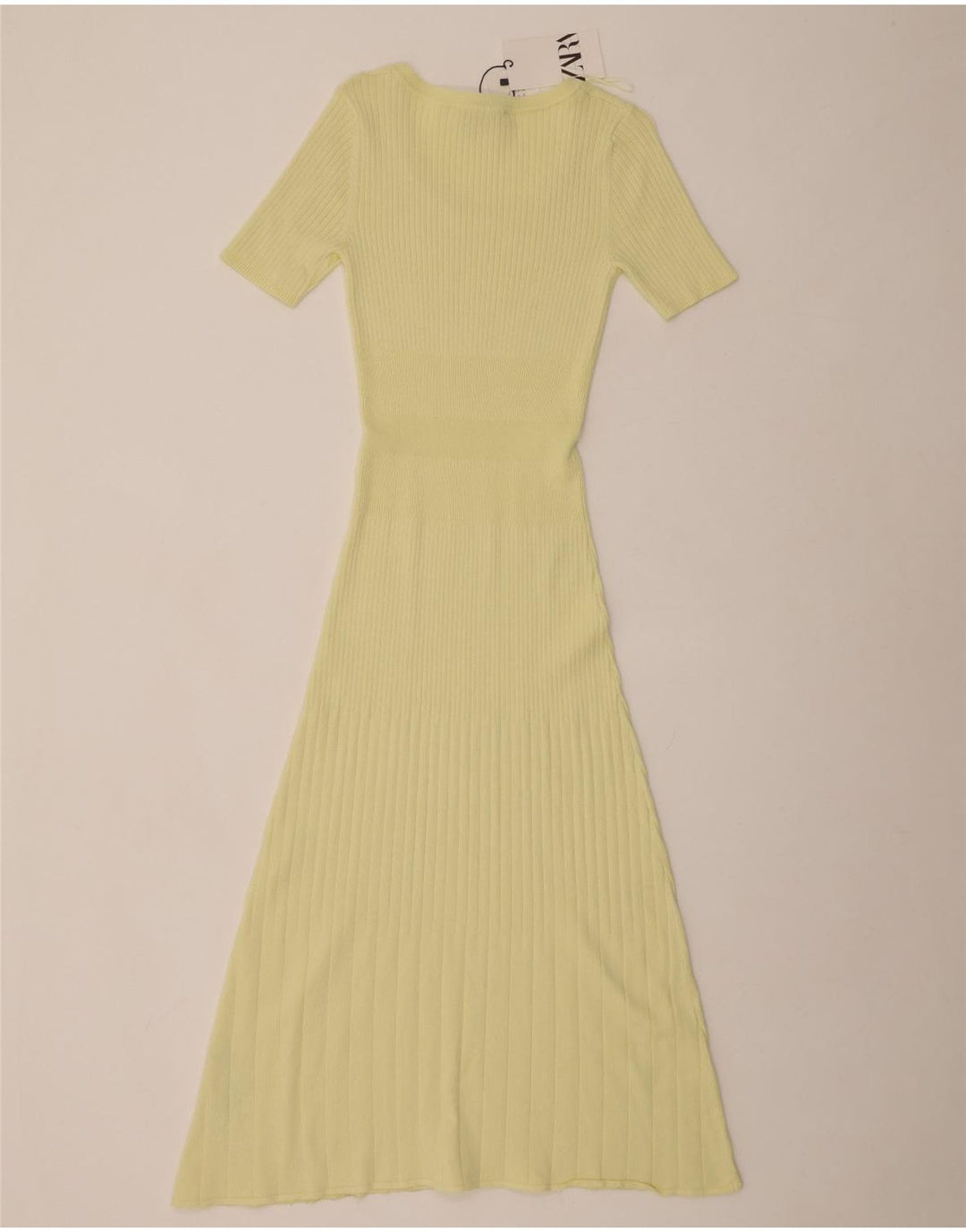 Женское платье-джемпер макси с короткими рукавами ZARA, Великобритания, 8, маленькое желтое, вискоза