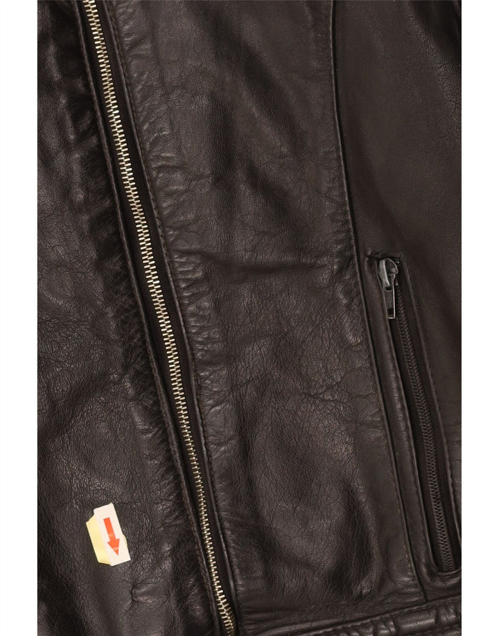 Куртка женская кожаная VINTAGE UK 14, средняя черная