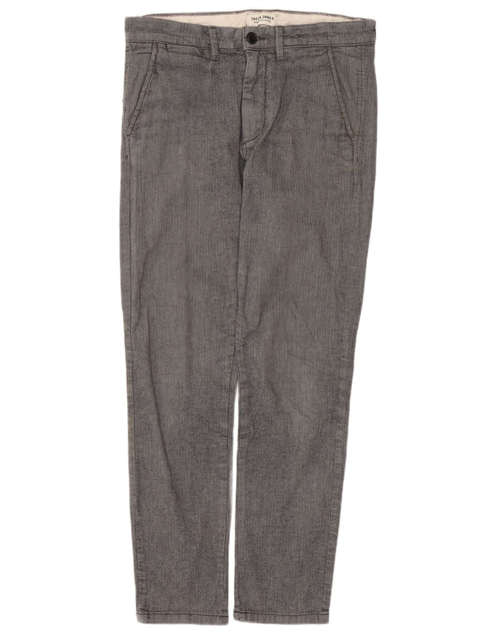 Мужские брюки-чиносы Jack & Jones Marco Slim Fit W30 L27 серые с узором «елочка»