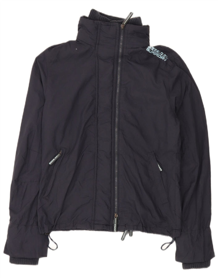 SUPERDRY Женская дождевик с графическим рисунком UK 16, большой темно-синий нейлон