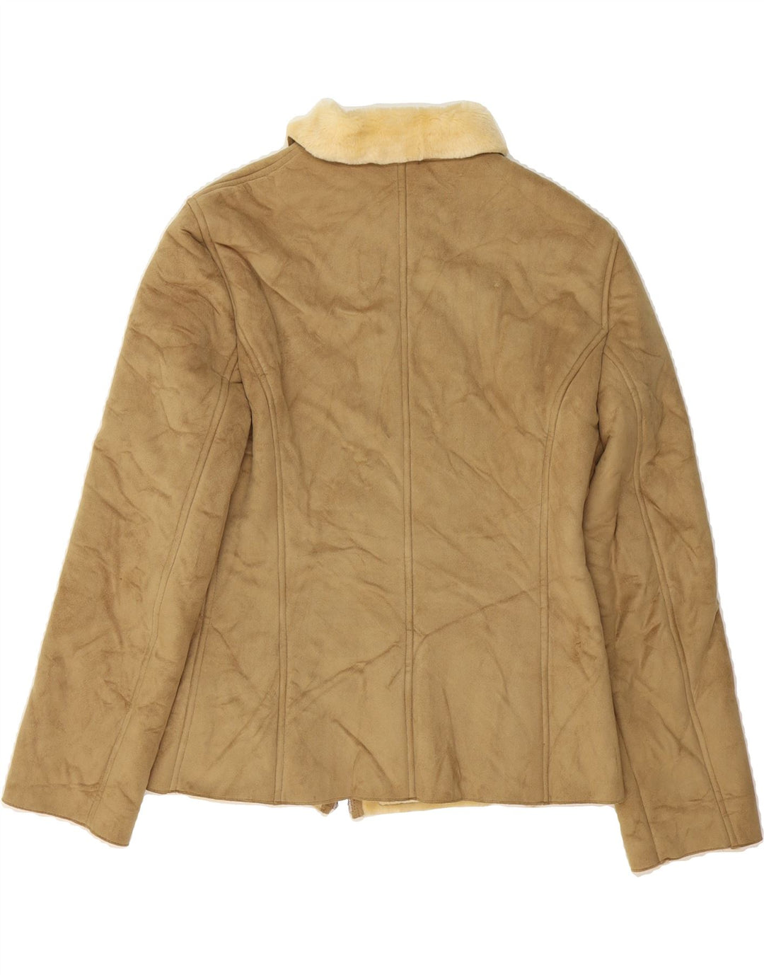BENETTON Womens Sherpa Jacket UK 14 Medium Beige Modacryl Vintage Benetton and Second-Hand Benetton from Messina Hembry 