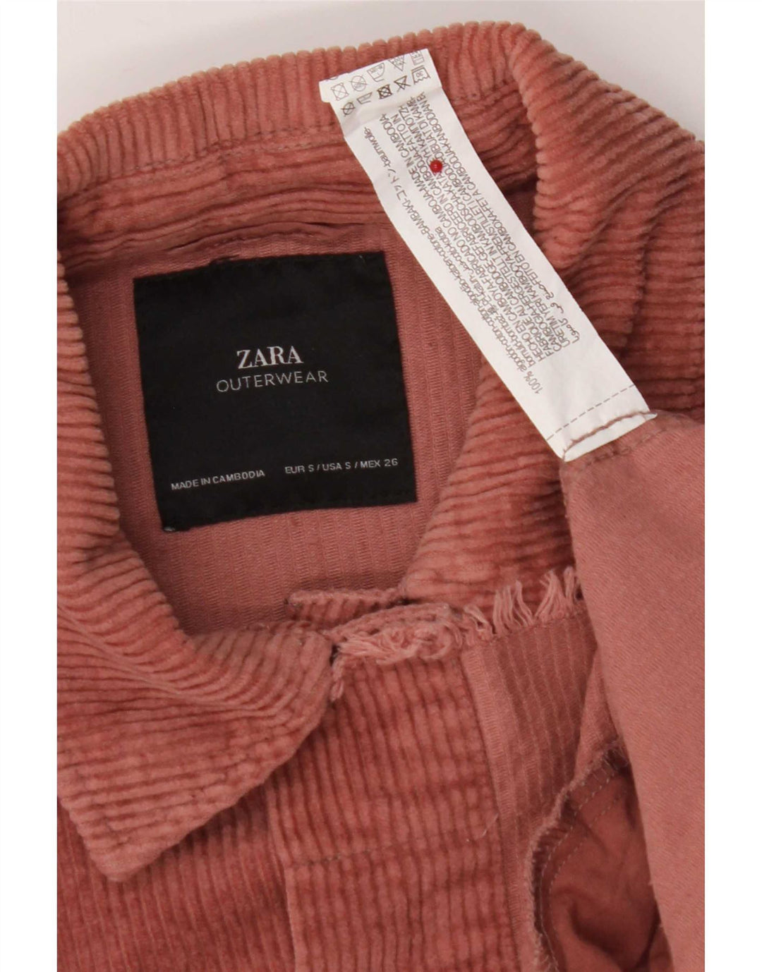 Женская вельветовая куртка оверсайз Zara UK 10, маленький розовый хлопок