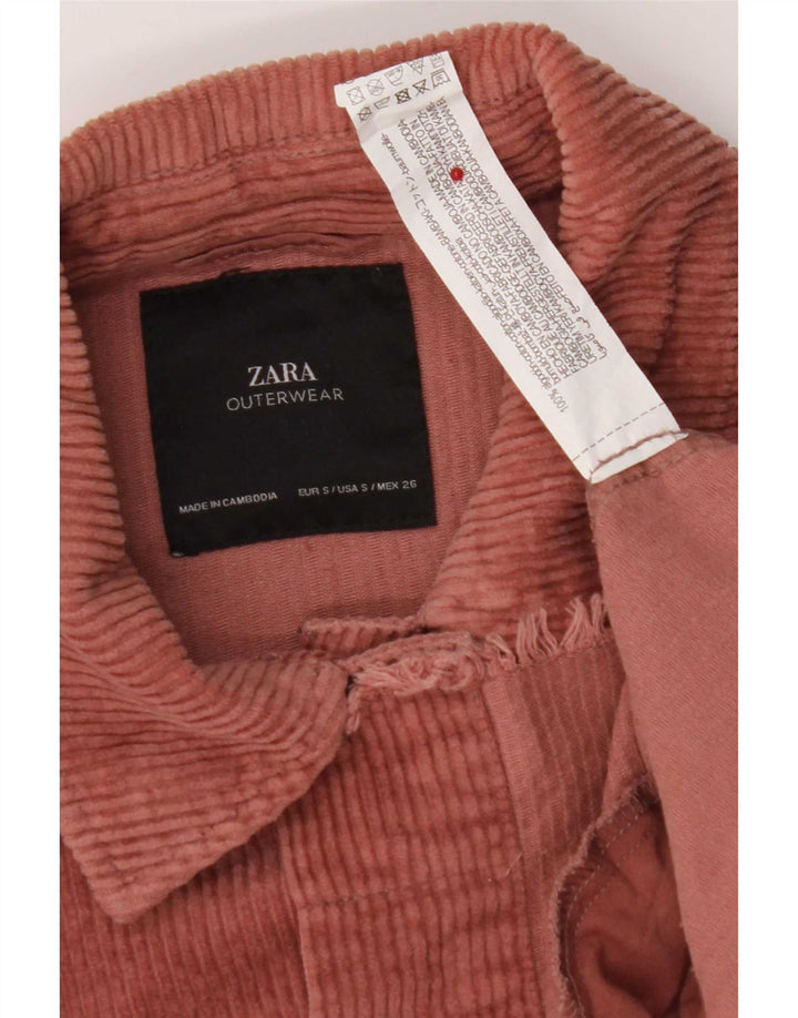 Женская вельветовая куртка оверсайз Zara UK 10, маленький розовый хлопок