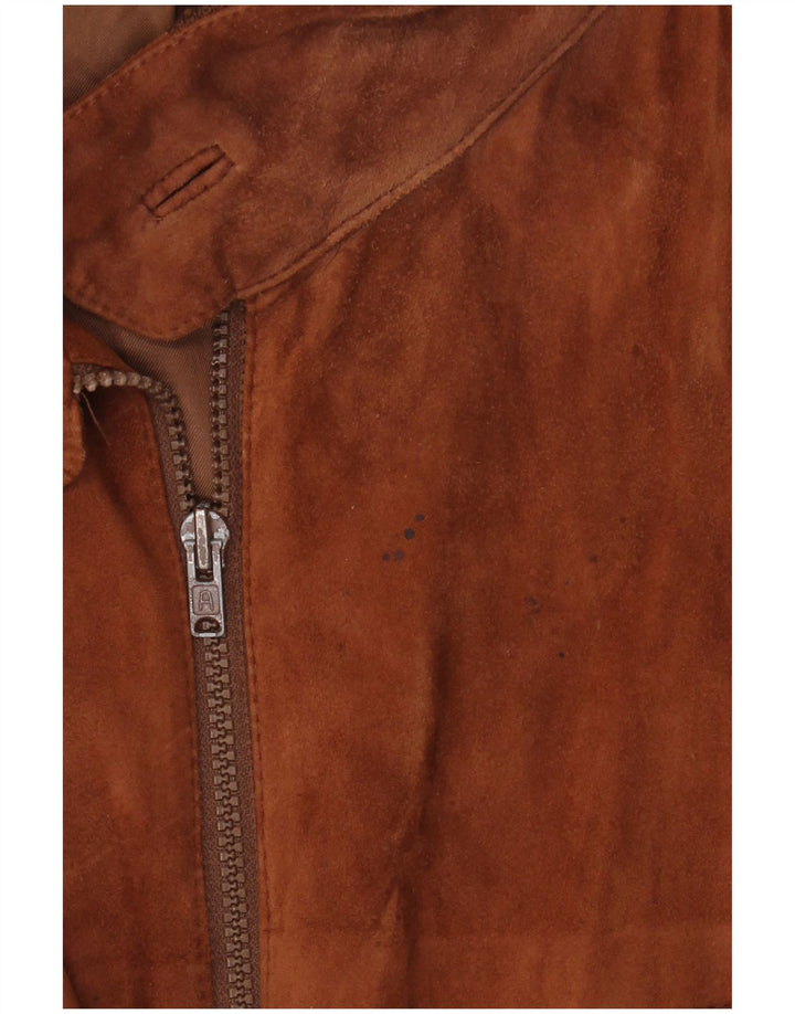 Винтажная мужская замшевая куртка-бомбер IT 52 XL Коричневая кожаная