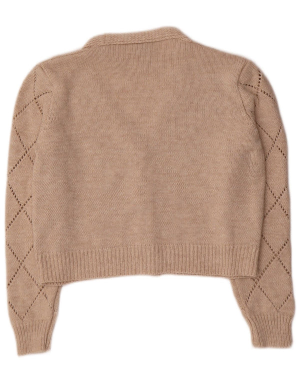 Женский укороченный кардиган Vaniza UK 14, акрил среднего серого цвета с цветочным принтом