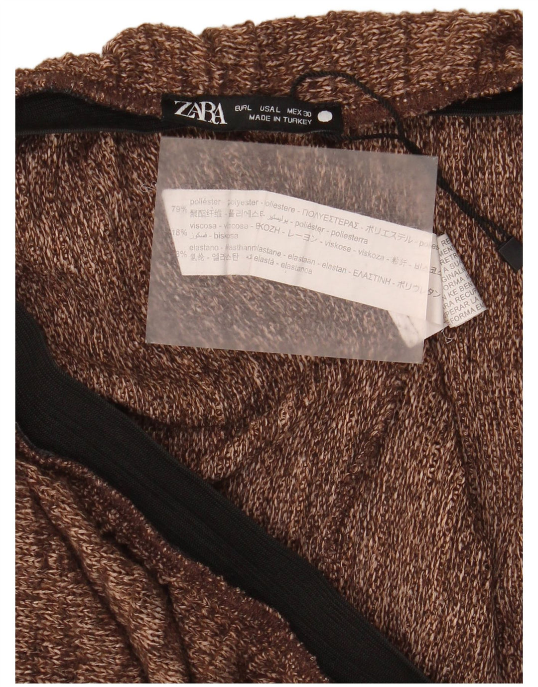 Женская трикотажная прямая юбка Zara, большая W30, коричневый полиэстер с крапинками