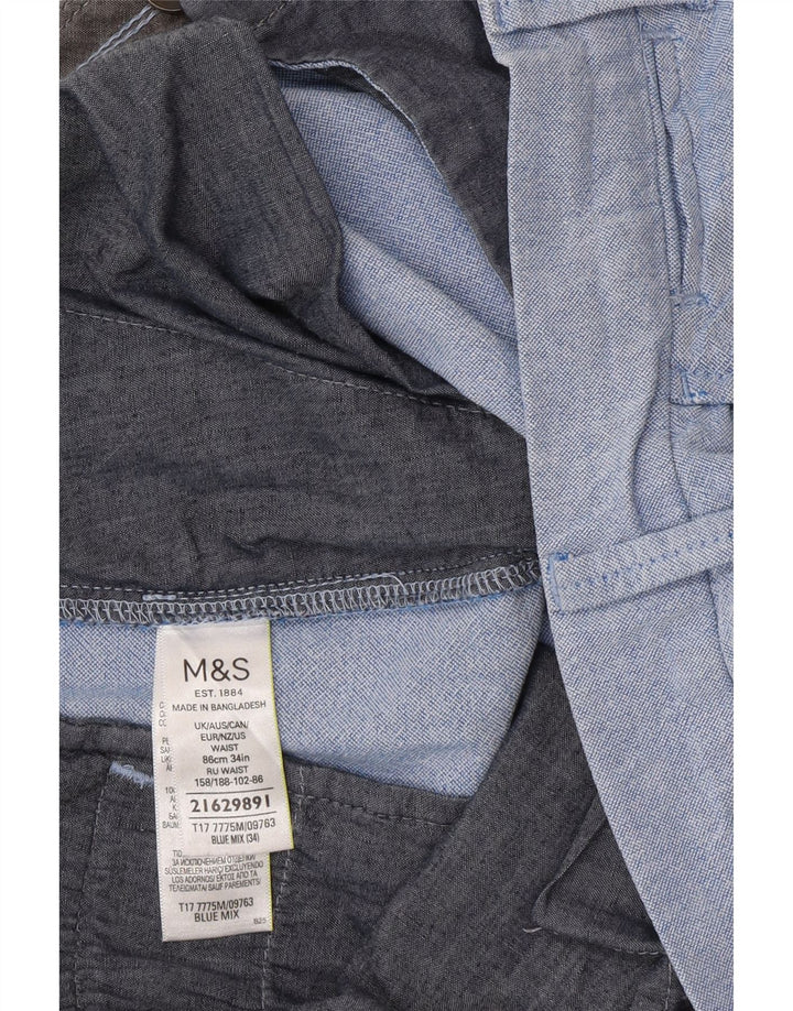 Мужские шорты чинос Marks & Spencer W34, большие синие, хлопок