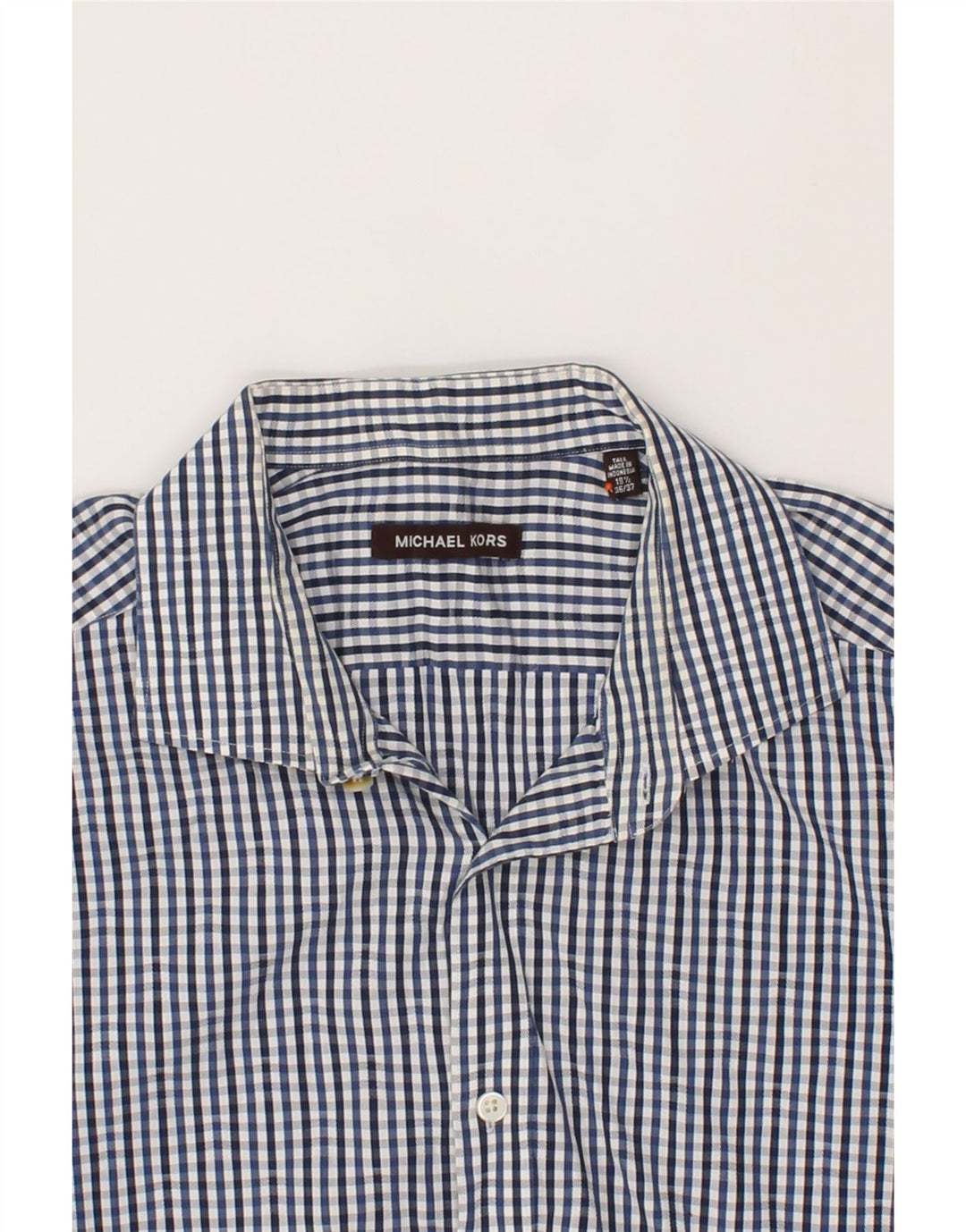 MICHAEL KORS Mens Shirt Size 18 1/2 2XL Navy Blue Gingham Cotton Vintage Michael Kors and Second-Hand Michael Kors from Messina Hembry 